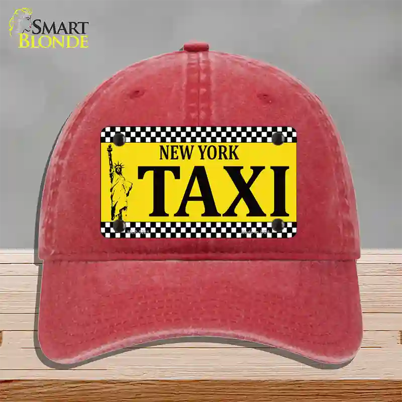 New York Taxi Novelty License Plate Hat Unconstructed Cotton / Red