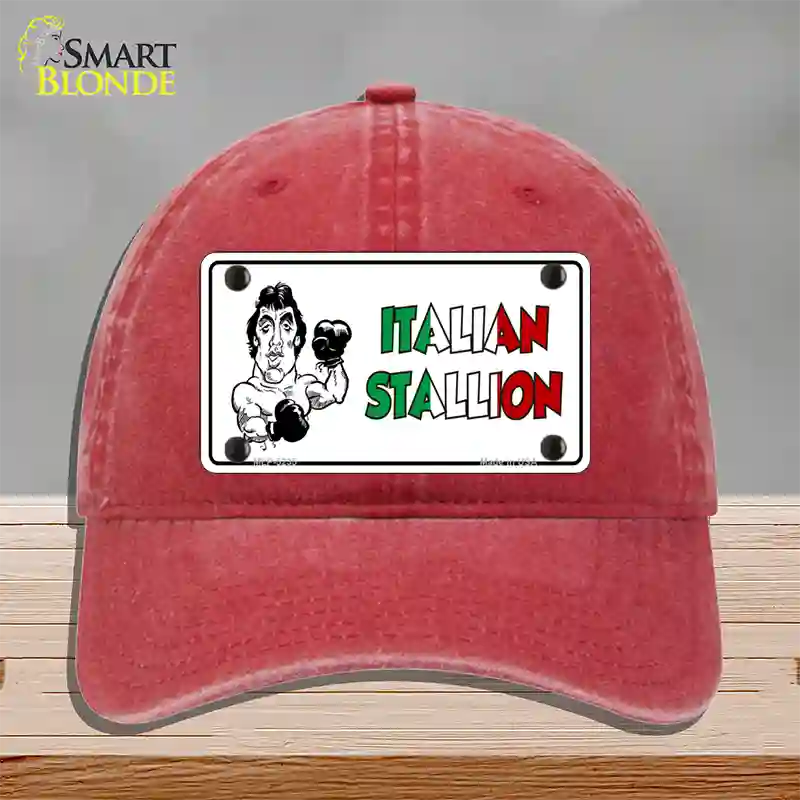 Italian Stallion Novelty License Plate Hat Unconstructed Cotton / Red