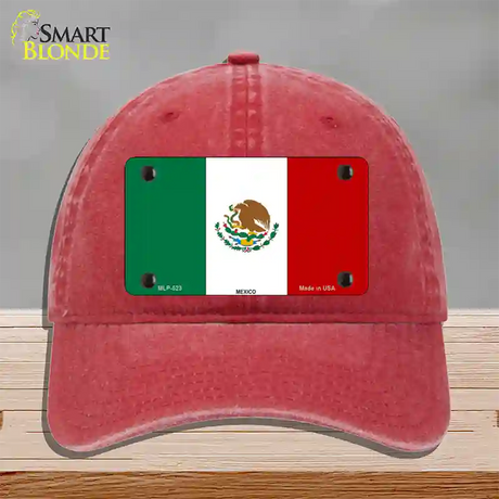 Mexico Country Flag Novelty License Plate Hat Unconstructed Cotton / Red