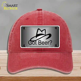 Got Beer Novelty License Plate Hat Unconstructed Cotton / Red