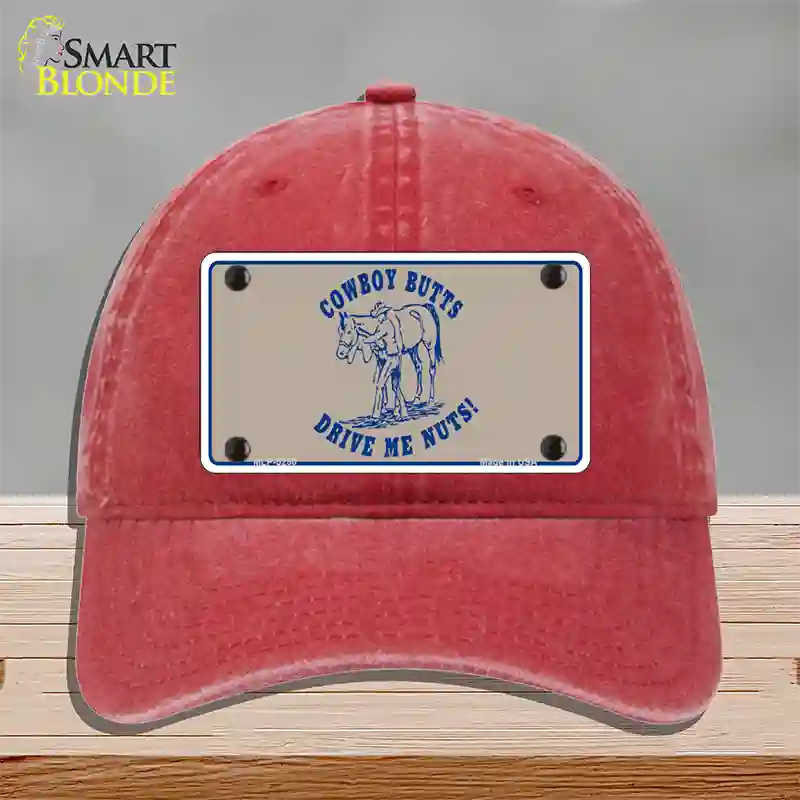 Cowboy Butts Novelty License Plate Hat Unconstructed Cotton / Red