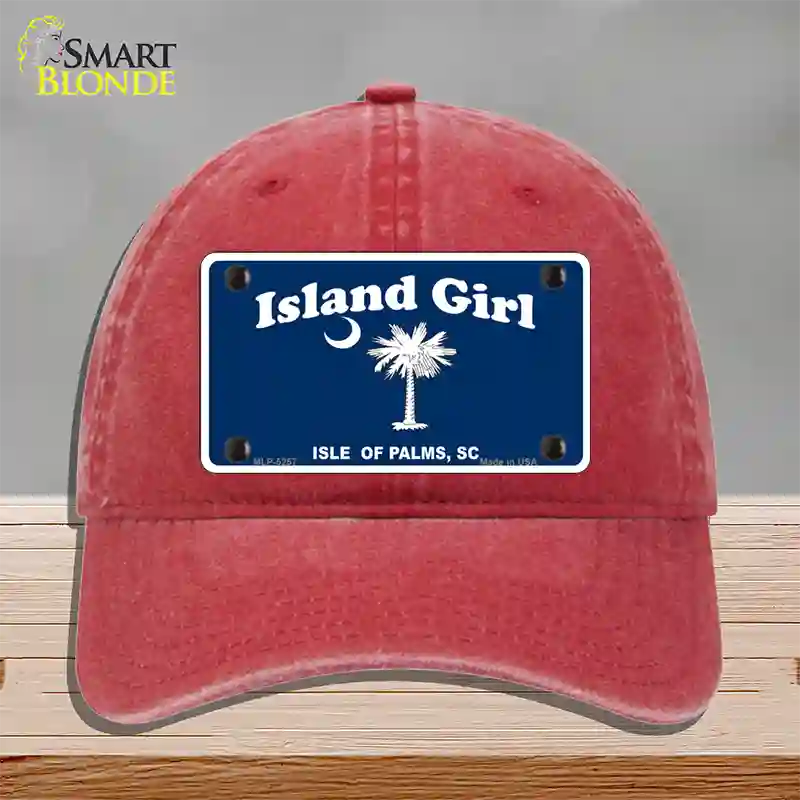 Island Girl Novelty License Plate Hat Unconstructed Cotton / Red