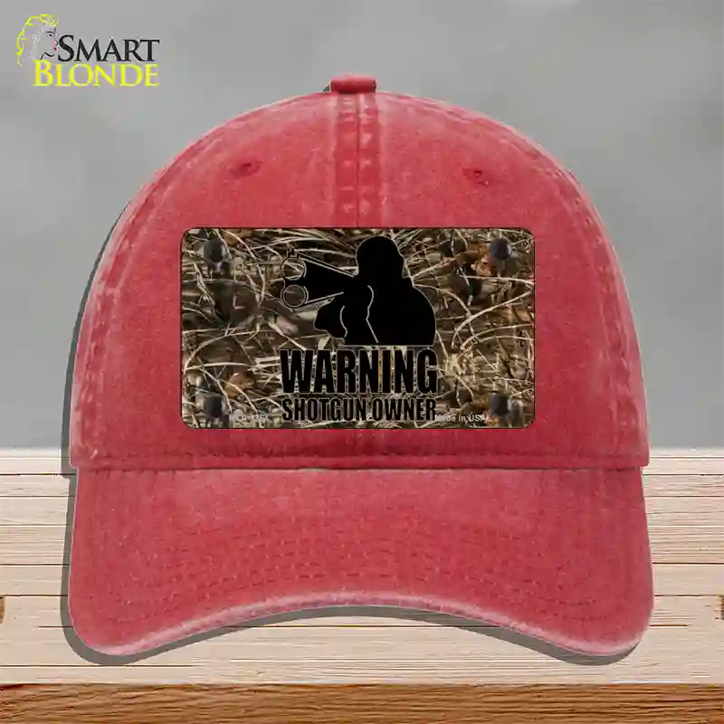 Warning Shotgun Owner Novelty License Plate Hat Unconstructed Cotton / Red