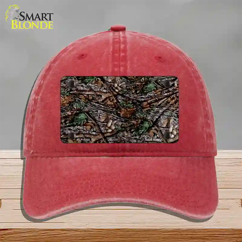 Branches Camouflage Novelty License Plate Hat Unconstructed Cotton / Red