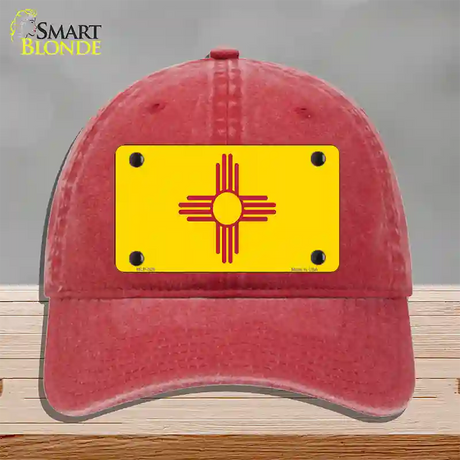 New Mexico State Flag Novelty License Plate Hat Unconstructed Cotton / Red