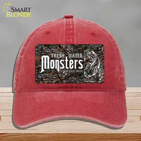 Fresh Water Monsters Novelty License Plate Hat Unconstructed Cotton / Red