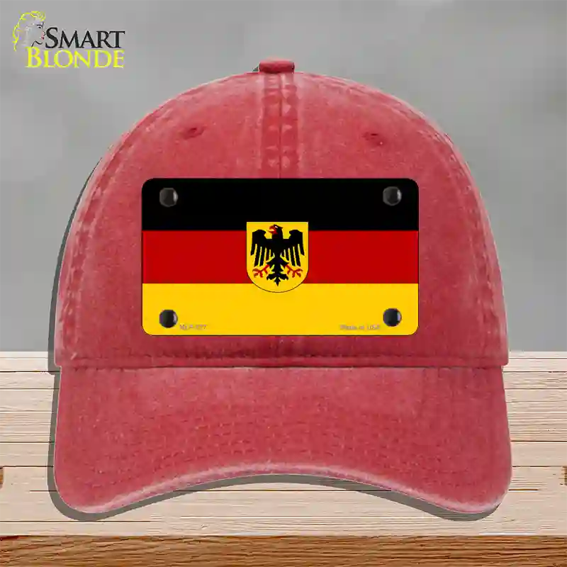 Germany State Flag Novelty License Plate Hat Unconstructed Cotton / Red