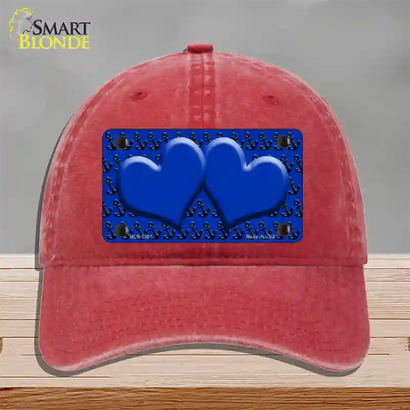 Blue Black Anchor Blue Heart CenterNovelty License Plate Hat Unconstructed Cotton / Red