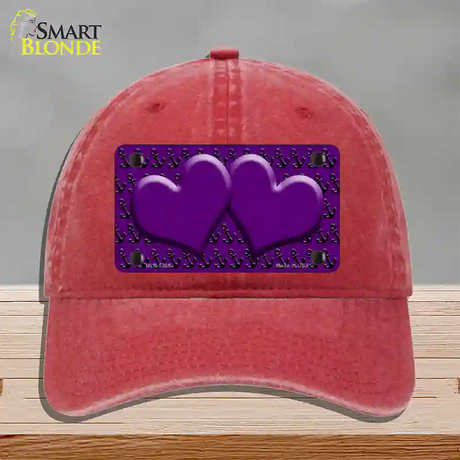 Purple Black Anchor Purple Heart Center Novelty License Plate Hat Unconstructed Cotton / Red