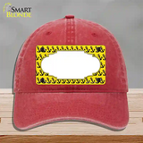 Yellow Black Anchor Scallop Center Novelty License Plate Hat Unconstructed Cotton / Red