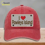 Love Pawleys Island Novelty License Plate Hat Unconstructed Cotton / Red