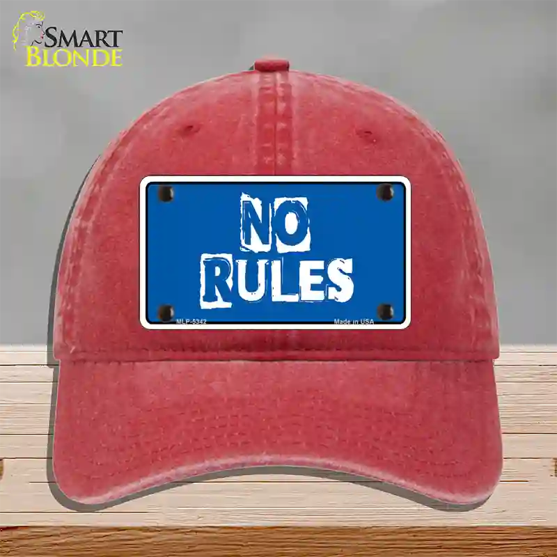 No Rules Novelty License Plate Hat Unconstructed Cotton / Red