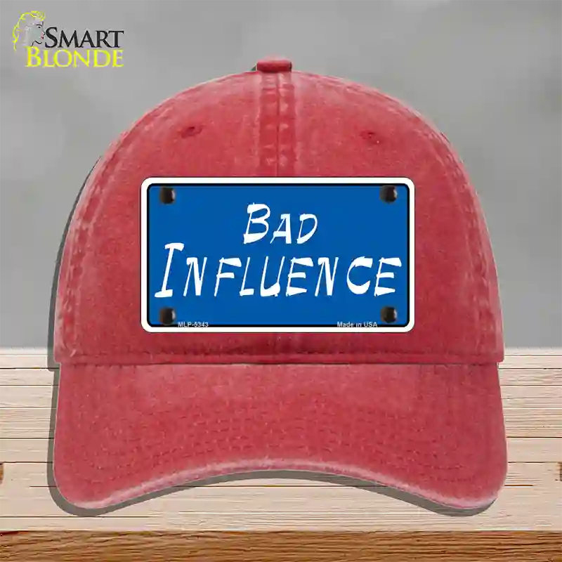 Bad Influence Novelty License Plate Hat Unconstructed Cotton / Red