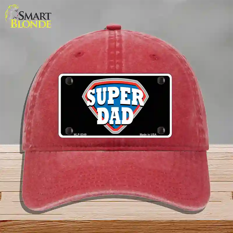 Super Dad Novelty License Plate Hat Unconstructed Cotton / Red