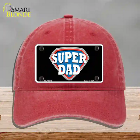 Super Dad Novelty License Plate Hat Unconstructed Cotton / Red