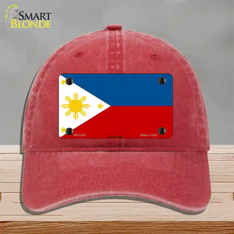 Philippines Flag Novelty License Plate Hat Unconstructed Cotton / Red