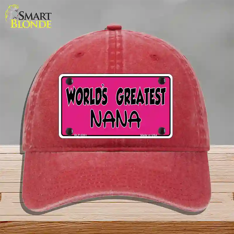 Worlds Greatest Nana Novelty License Plate Hat Unconstructed Cotton / Red