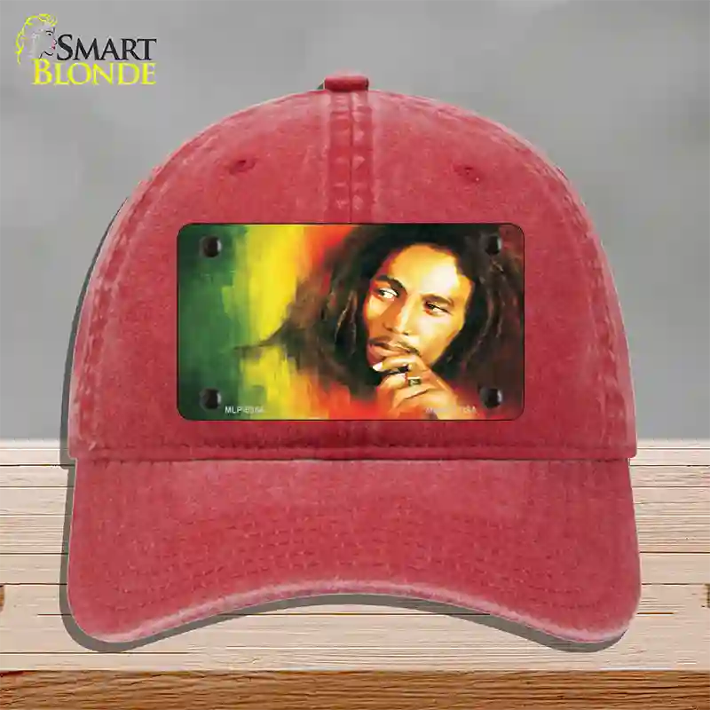 Bob Marley Novelty License Plate Hat Unconstructed Cotton / Red