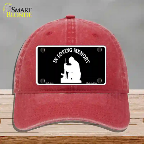 In Loving Memory Sitting Novelty License Plate Hat Unconstructed Cotton / Red