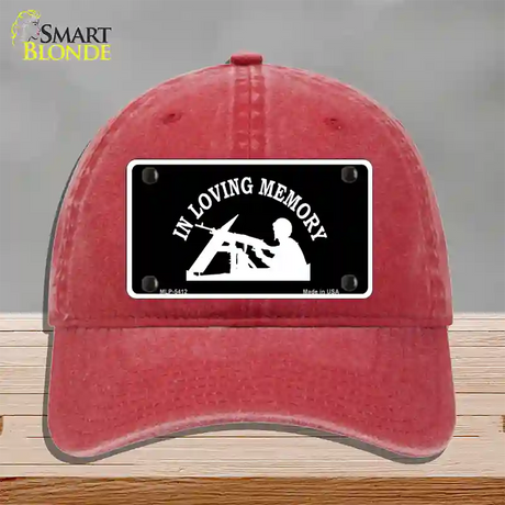 In Loving Memory Lookout Novelty License Plate Hat Unconstructed Cotton / Red