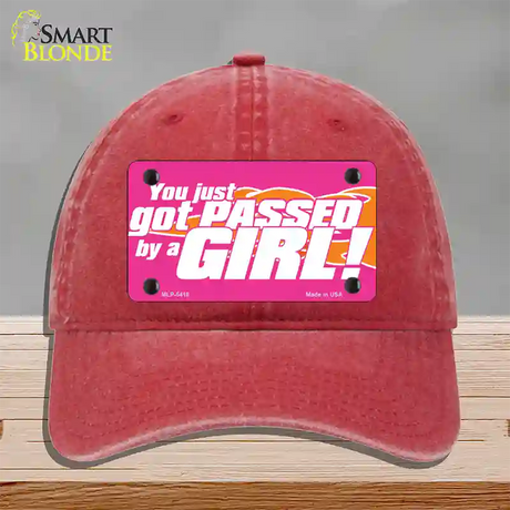 Got Passed By A Girl Novelty License Plate Hat Unconstructed Cotton / Red