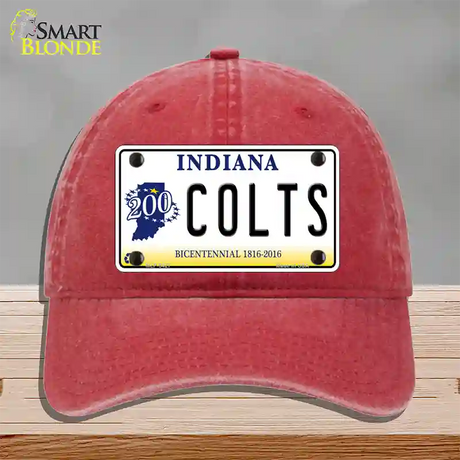 Colts Indiana Bicentennial Novelty License Plate Hat Unconstructed Cotton / Red