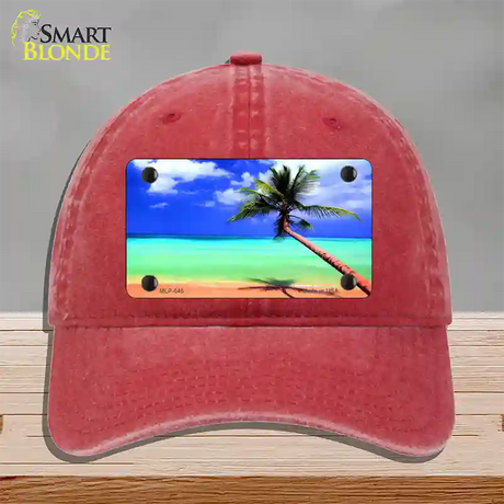 Ocean Sunrise Novelty License Plate Hat Unconstructed Cotton / Red