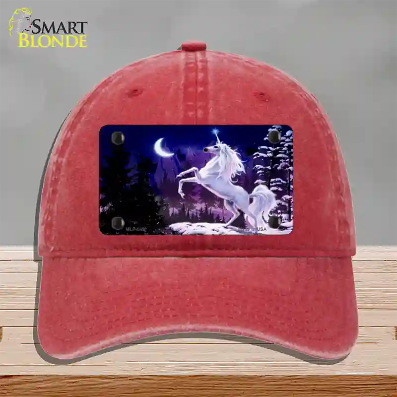 Unicorn Novelty License Plate Hat Unconstructed Cotton / Red