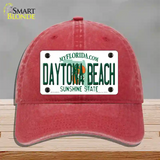 Daytona Beach Florida Novelty License Plate Hat Unconstructed Cotton / Red