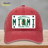 Miami Florida Novelty License Plate Hat Unconstructed Cotton / Red