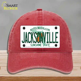 Jacksonville Florida Novelty License Plate Hat Unconstructed Cotton / Red