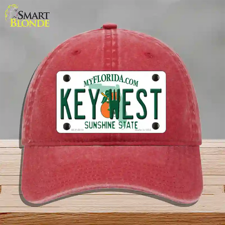 Key West Florida Novelty License Plate Hat Unconstructed Cotton / Red