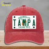 Tampa Florida Novelty License Plate Hat Unconstructed Cotton / Red