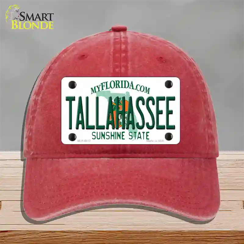 Tallahassee Florida Novelty License Plate Hat Unconstructed Cotton / Red