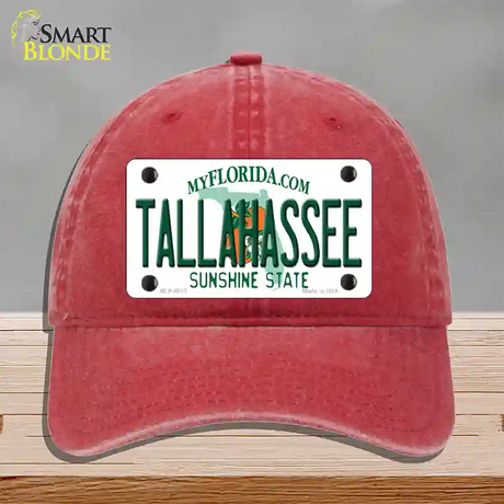 Tallahassee Florida Novelty License Plate Hat Unconstructed Cotton / Red