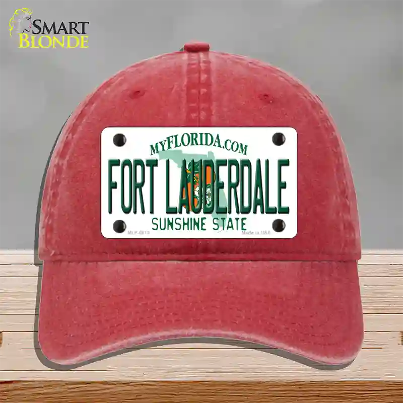 Fort Lauderdale Florida Novelty License Plate Hat Unconstructed Cotton / Red