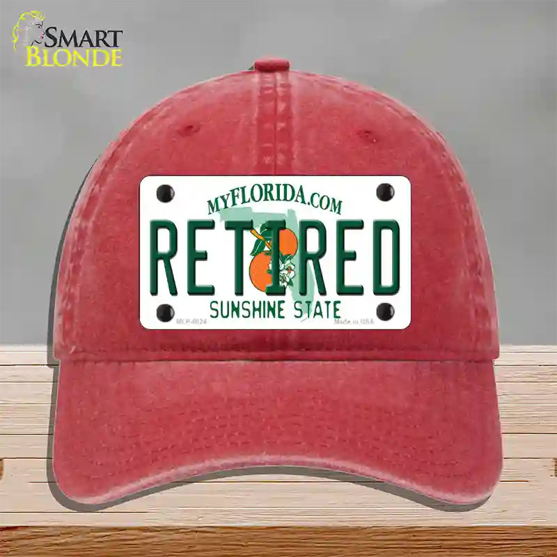 Retired Florida Novelty License Plate Hat Unconstructed Cotton / Red