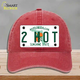 2 Hot Florida Novelty License Plate Hat Unconstructed Cotton / Red