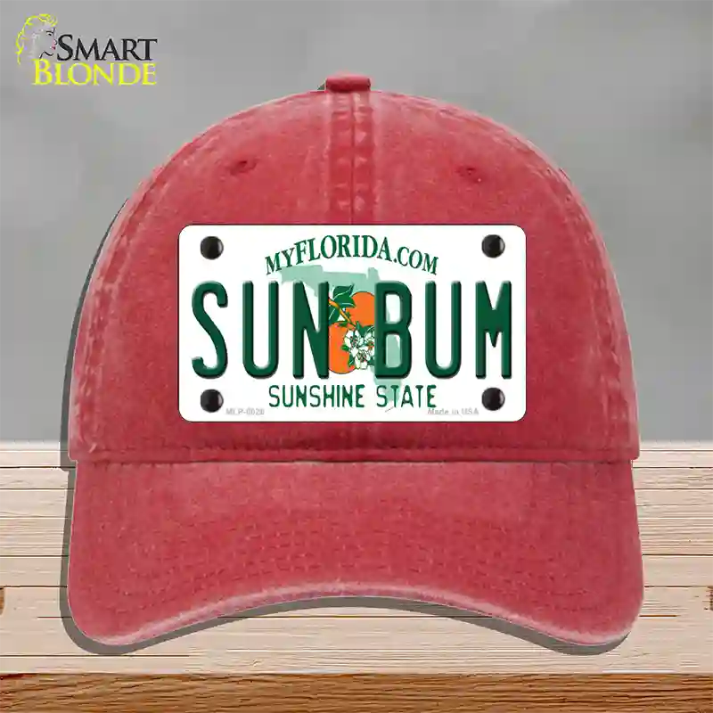 Sun Bum Florida Novelty License Plate Hat Unconstructed Cotton / Red