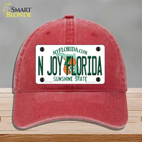 N Joy Florida Novelty License Plate Hat Unconstructed Cotton / Red