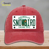 Snowbird Florida Novelty License Plate Hat Unconstructed Cotton / Red