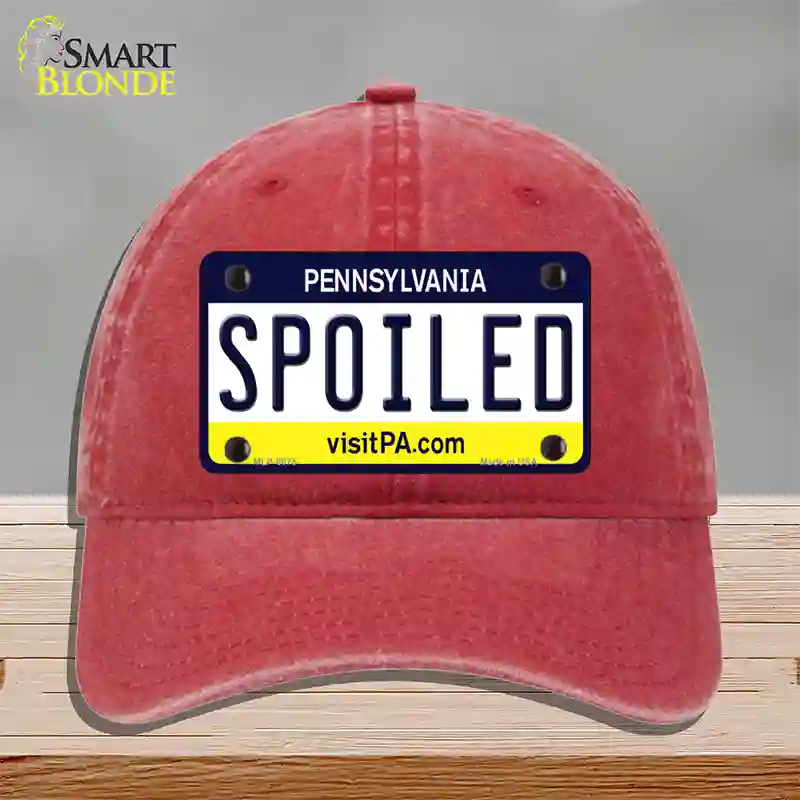 Spoiled Pennsylvania State Novelty License Plate Hat Unconstructed Cotton / Red