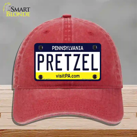 Pretzel Pennsylvania State Novelty License Plate Hat Unconstructed Cotton / Red