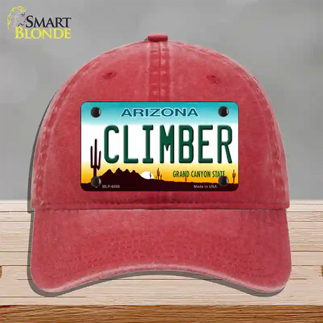 Arizona Climber Novelty License Plate Hat Unconstructed Cotton / Red