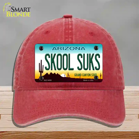 Arizona Skool Suks Novelty License Plate Hat Unconstructed Cotton / Red