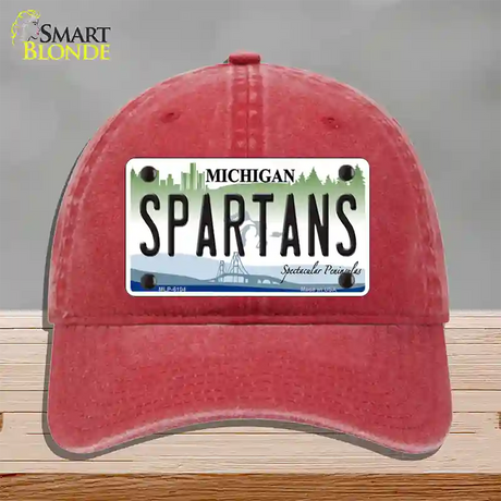 Spartans Michigan Novelty License Plate Hat Unconstructed Cotton / Red