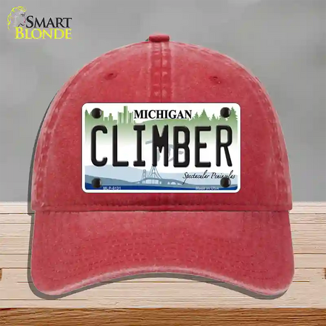 Climber Michigan Novelty License Plate Hat Unconstructed Cotton / Red