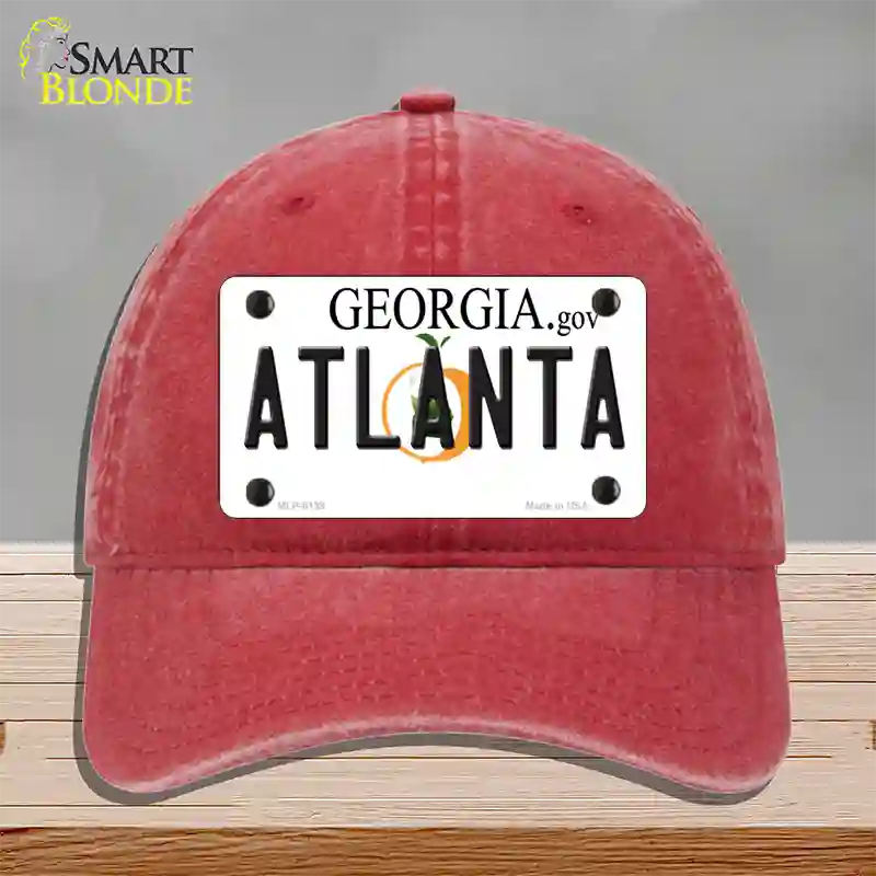 Atlanta Georgia Novelty License Plate Hat Unconstructed Cotton / Red