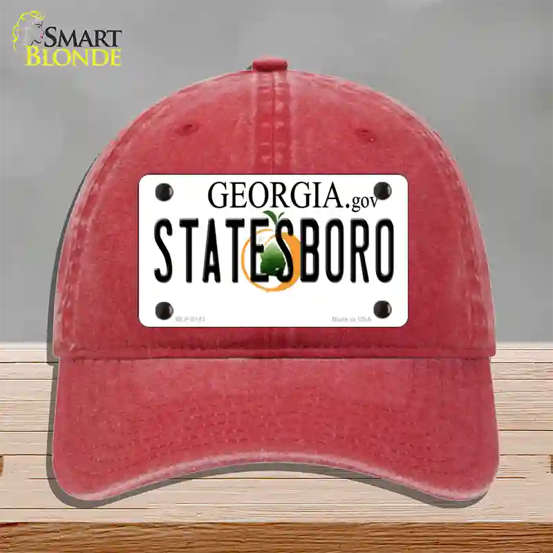 Statesboro Georgia Novelty License Plate Hat Unconstructed Cotton / Red