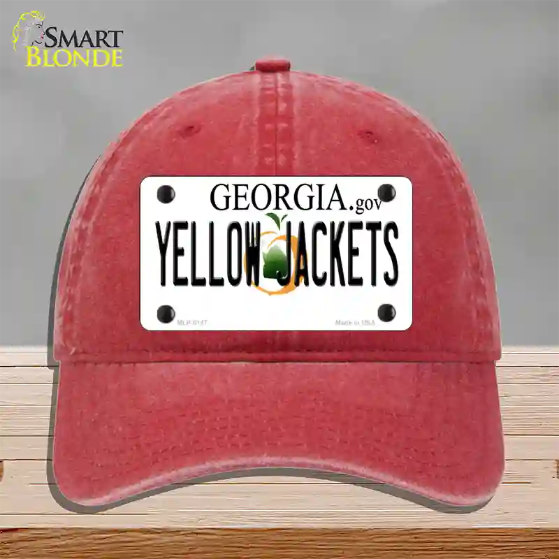 Yellow Jackets Georgia Novelty License Plate Hat Unconstructed Cotton / Red